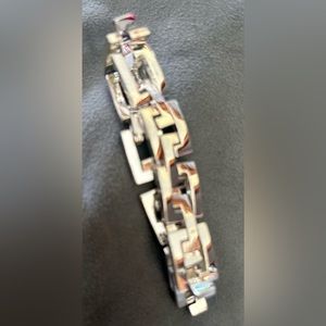 VINTAGE STERLING Silver Mexico SOLID HEAVY LINK BRACELET